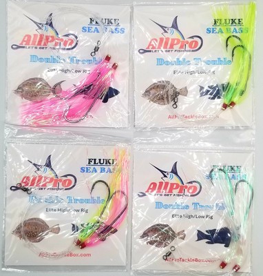 Hi/Lo, High/Low, Fluke Rig, Bottom Rig, Sea Bass Rig, 6/0,  Set of 4, TEASERS