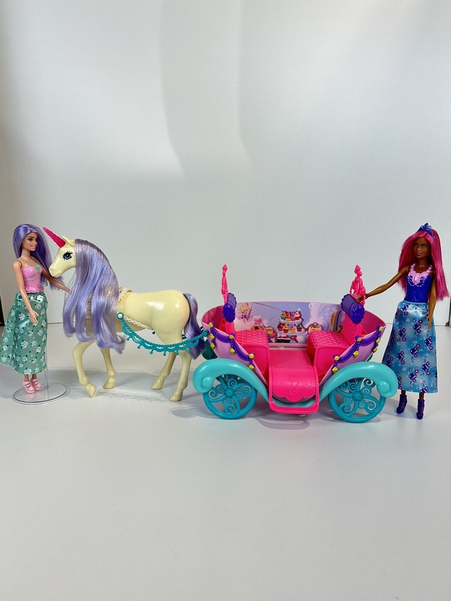 Barbie Dreamtopia Dolls Unicorn Horse And Carriage 2022 Mattel