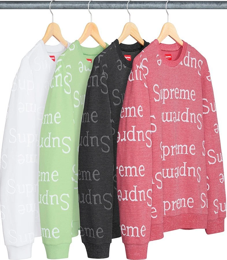 Sweat col rond logo jacquard suprême SS18 (SS18KN15) homme taille M XL
