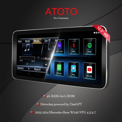 für 13-14 B Klasse ATOTO Upgrade Autoradio 12,3'' ChatGPT Android CarPlay Stereo