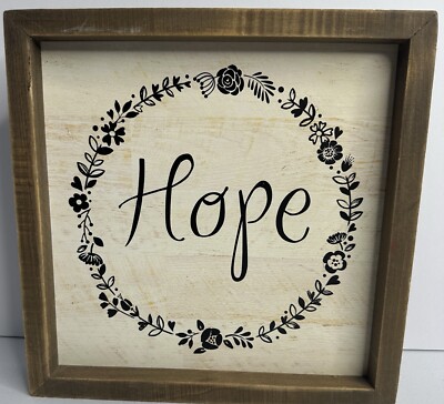 Rustic Style Wall Decor - ''Hope'' Hanging Picture - Brown & Beige