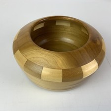 Segmented Wood Bowl Vase Signed RM
