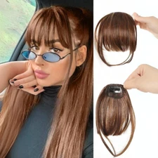 8 inch Clip In Straight Hair Bangs Extensions - Front Fringe Hairpiece for Women