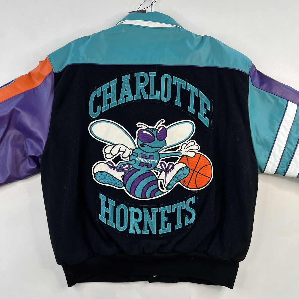 Vintage 90's Jeff Hamilton Charlotte Hornets Satin Lined Vintage 90's Jeff Hamilton Charlotte Hornets Satin Lined