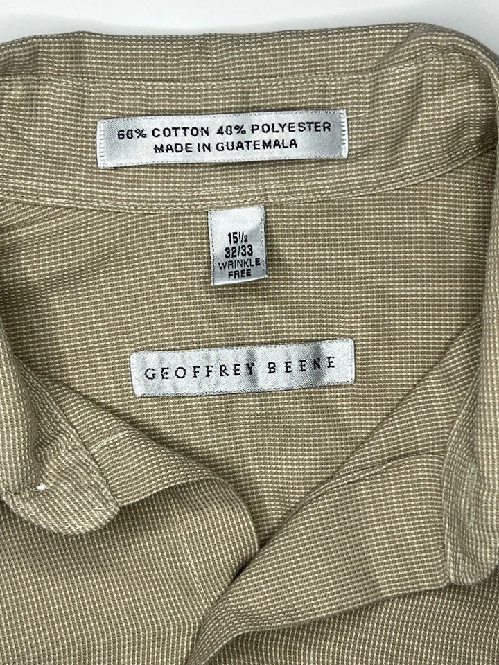Camisa de vestir ajustada GEOFFREY BEENE para hombre color tostado sin arrugas 15,5-32/33 mediana Foto 3 de 4