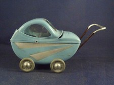 Vintage rare celluloid toy little baby carriage stroller 1950 France Very good.