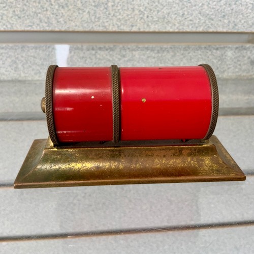 💥1930er DEUTSCHER Art Deco Messing 💥 Fasszylinder roter Schreibtisch ewiger Kalender 💥 - Bild 4 von 11