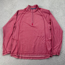 Tommy Bahama 1/4 Zip Pullover Mens Medium Red Pima Cotton Blend Long Sleeve