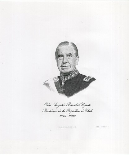 CHILE Casa de Moneda engraved by J. Mardones Augusto Pinochet 215x250mm