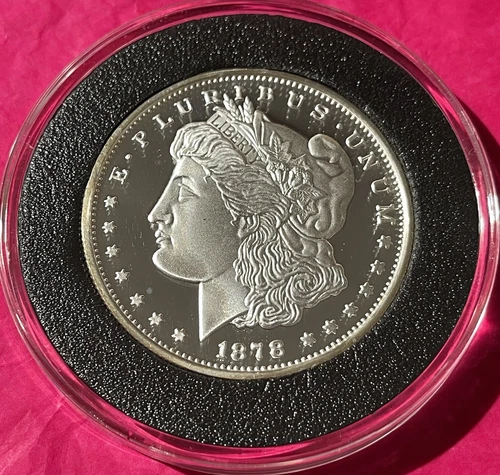 1878 Morgan Dollar Giant Proof Coin Copy 2 Troy Oz .999 Fine Silver Round Medal