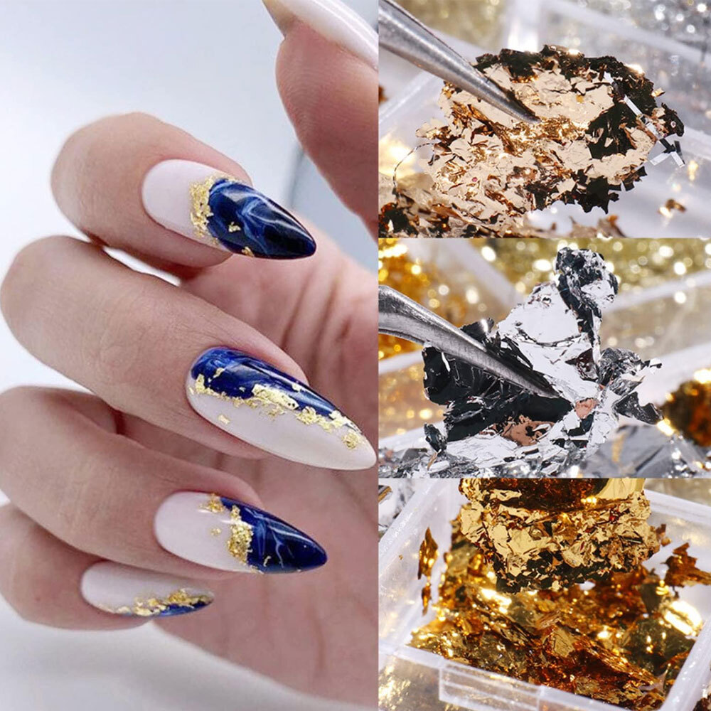 ÖHana nail Manicure Nail Art Sparkly Foil Nails Sequins Irregular Nail