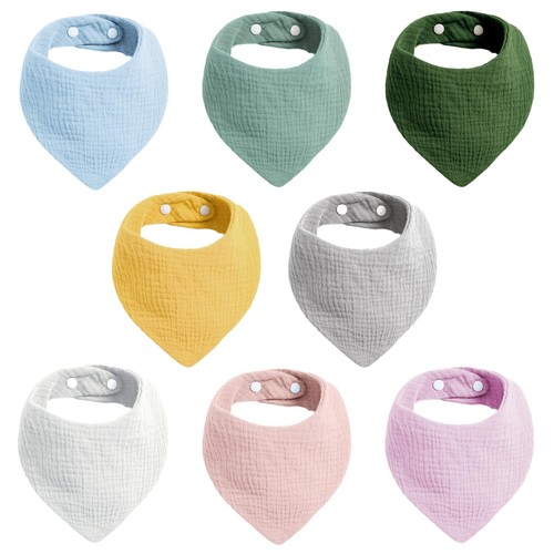 Muslin Bibs for Baby Girl 8 Pack Absorbent Muslin Bandana Bibs for Drooling a...