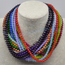 Lots 6mm Multicolor Jade Gemstone Smooth Round Beads Necklace 18'' Silver Clasp