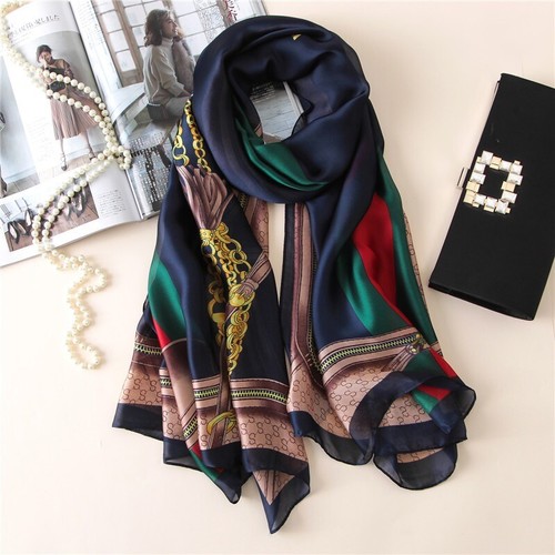 Women Lady Winter Quality Elegant Luxury Style Print Large Silk Scarf Wrap Shawl - Picture 2 of 15