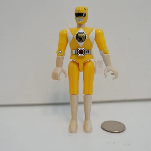 1993 Bandai Yellow Ranger Vintage Power Rangers 4.5" Inch Action Figure Loose !