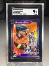 2021 Donruss Optic Diamond Kings Orange Ref 117/125 Carlos Correa #12 - SGC 9