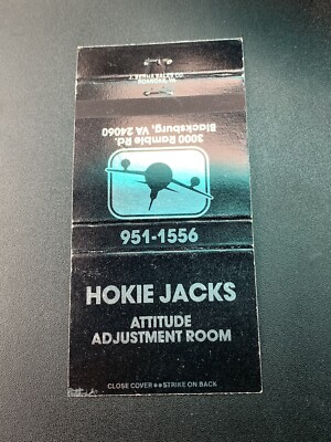 Vintage Virginia Matchbook: “Hokie Jack's” Blacksburg, VA