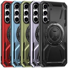 For Galaxy S24 FE Phone Case Magnetic Ring Protective 360 Rotatable Stand Cover