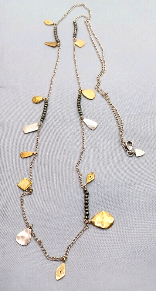 Collar Silpada Plata Esterlina Latón Pirita Pedal al Metal 36" Foto 2 de 3