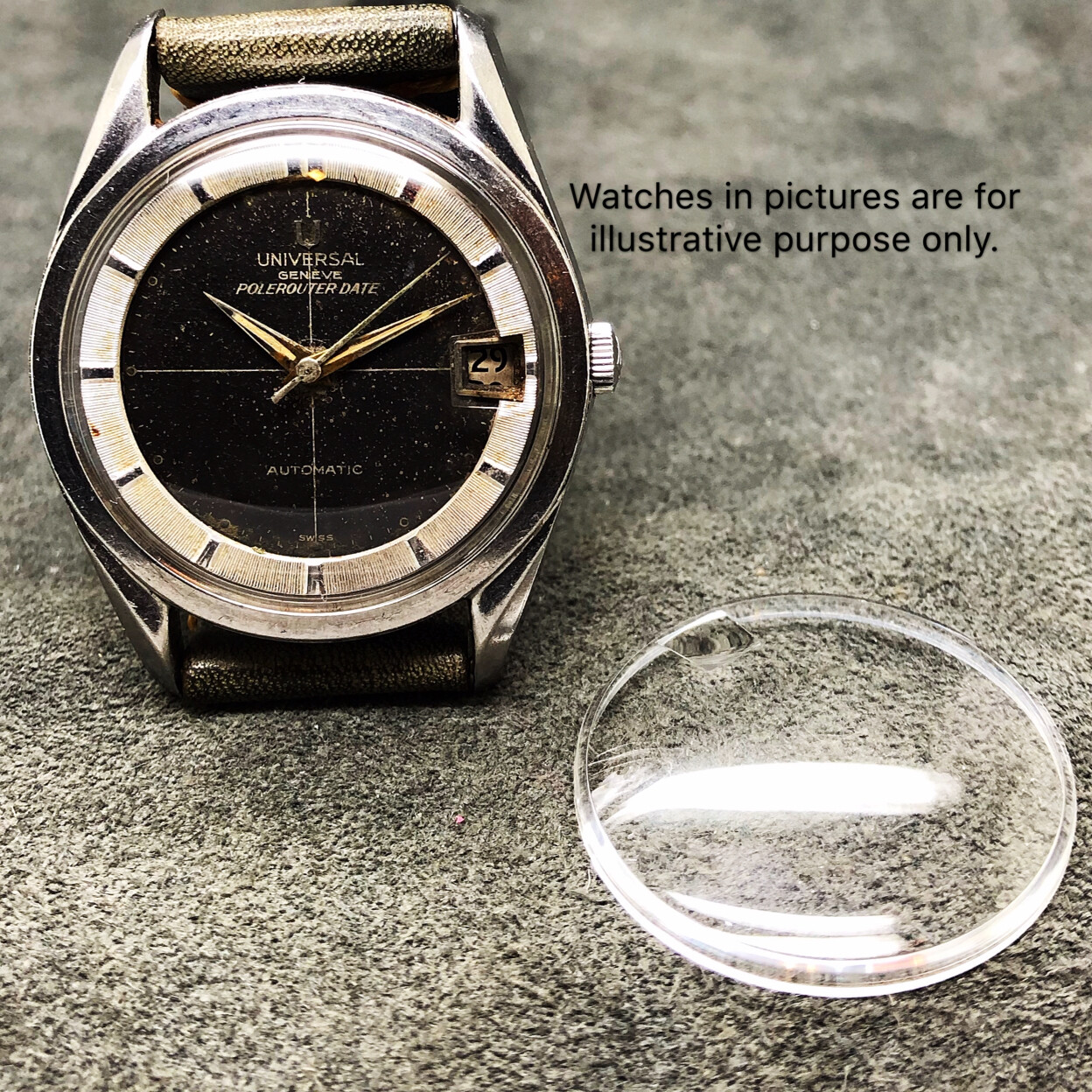 Crystal for Universal Geneve Polerouter Date Watch Plexi Trapezoidal Cyclops