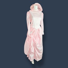 Vintage Womens Dress Handmade Cotton Pioneer Prairie Farm Chore Pink Gingham M/L