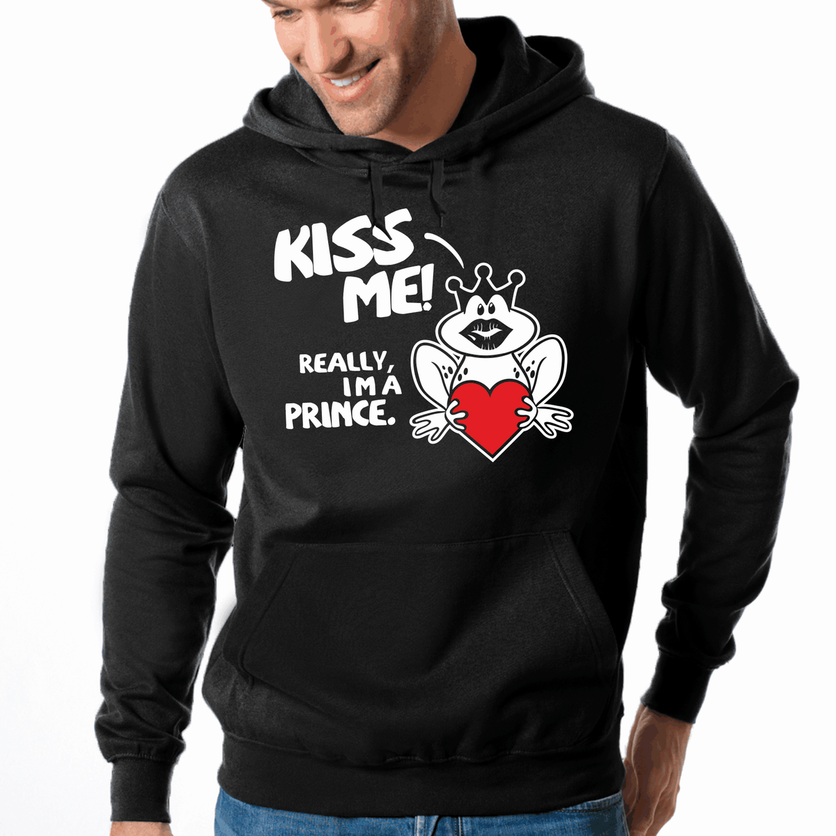 Kiss Me Really I'm a Prince Fun Frog Hoodie