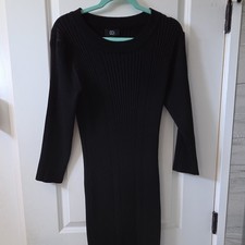 CCX Black Knit Sweater Dress 3/4 Sleeve Knee Length Size M (plus)