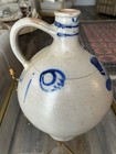 Salt-glazed stoneware jug with cobalt blue floral decoration — photo 4