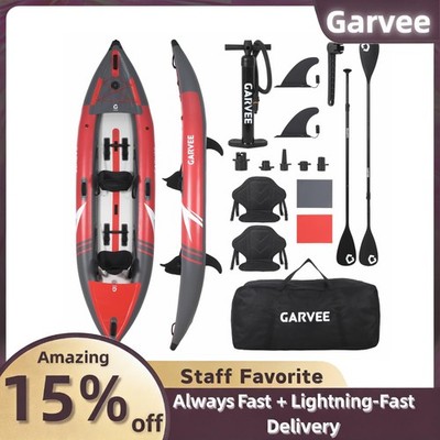 2-Person Inflatable Kayak Adults Fishing Touring Padded Seats Paddles 3 Fins Pum