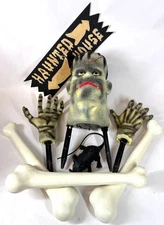 Vintage 1999 Paper Magic Halloween Plastic Frankenstein Head Hands Yard Decor