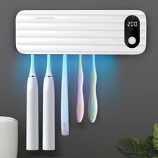 Auntyfey Sanitizeri Toothbrush Cleaner with 5 Slots, Smart White