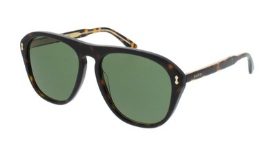 NEW Gucci GG0128s 001 Havana Sunglasses Sonnenbrille Green Lens