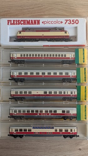 TEE Zug (rot/beige) - Fleischmann 7350  E-Lok BR 120 (DB)  + 5 Wagen (Minitrix) | Condition: Gebraucht