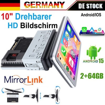 10.1' Zoll Android 15 Autoradio GPS NAVI CarPlay 1DIN Bluetooth USB WiFi 2+32GB