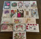 Lot of 17 Antique~Novelty Greetings Postcards~Metal~Silk~Embellishments~etc~p460 — photo 3