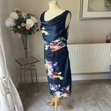 Coast floral bodycon cinched sleeveless dress, Size UK 12, Blue great condition