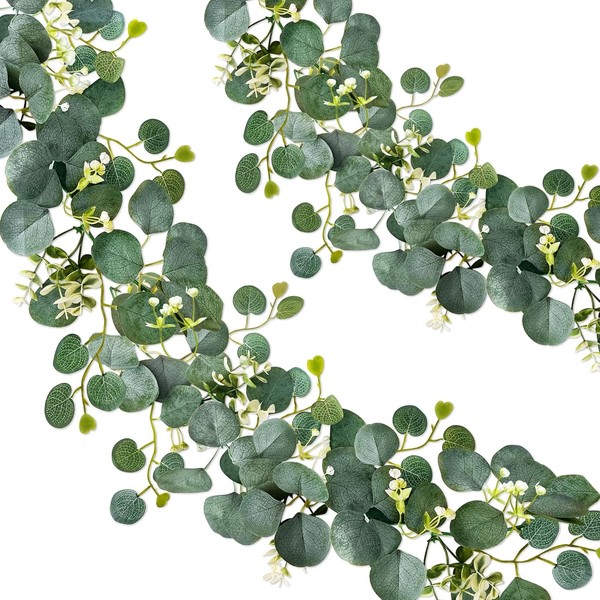 Eukalyptus Girlande KüNstlich 1,8M HäNgend GrüNe BläTter Deko Mit Blumen-image