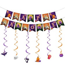 Halloween Party Decorations, Happy Banner with 6 Hanging