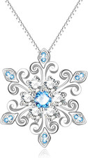 925 Sterling Silver Snowflake Pendant Necklace Blue and White Fleur De Lis, Roma