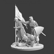 Northern Crusades Miniatures Medieval Diorama w/ Wounded Crusader Brother Knight
