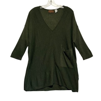 Kerisma Raven Dolman Sleeve Slouchy Boxy Knit Pullover Sweater Green Womens S M