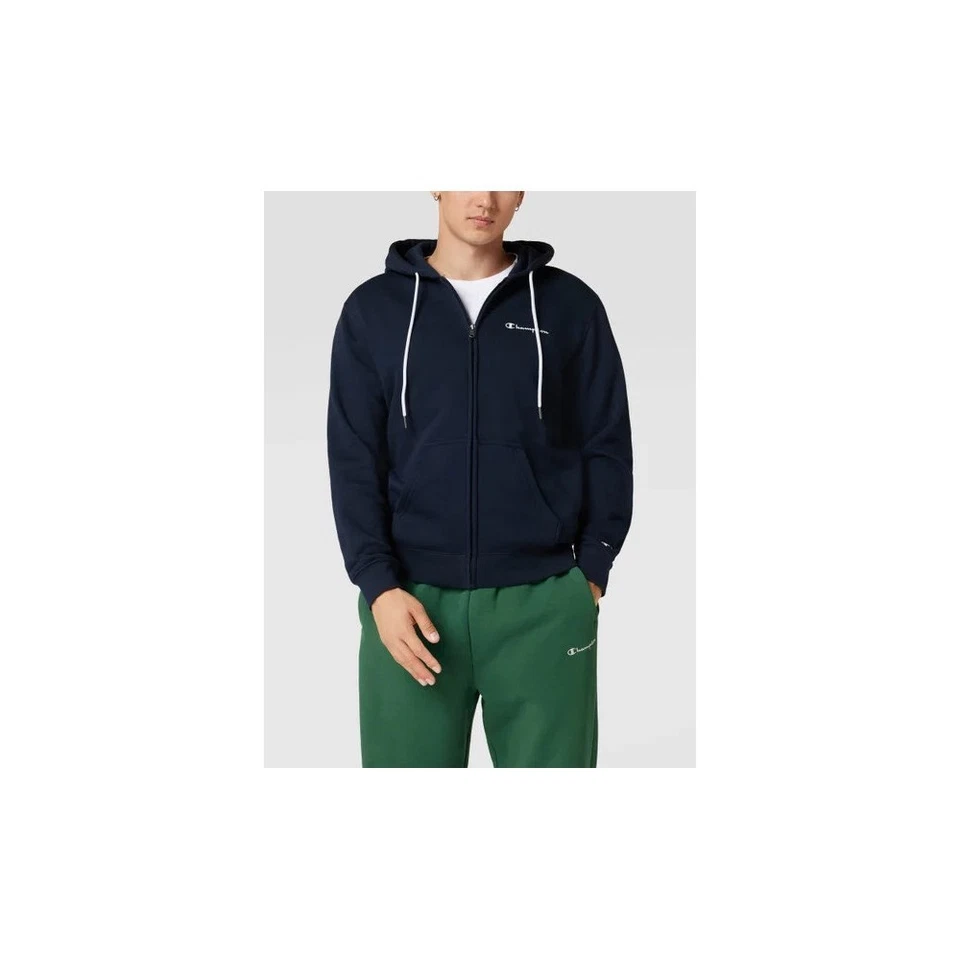 Sweats hommes Champion Script Logo Fleece Hoodie 218289BS501 Bleu marine - Photo 3/4