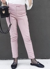 Light Pink Mid Rise Slim Fit Tapered Leg Flat Women's Dress Pants Solid Size 6