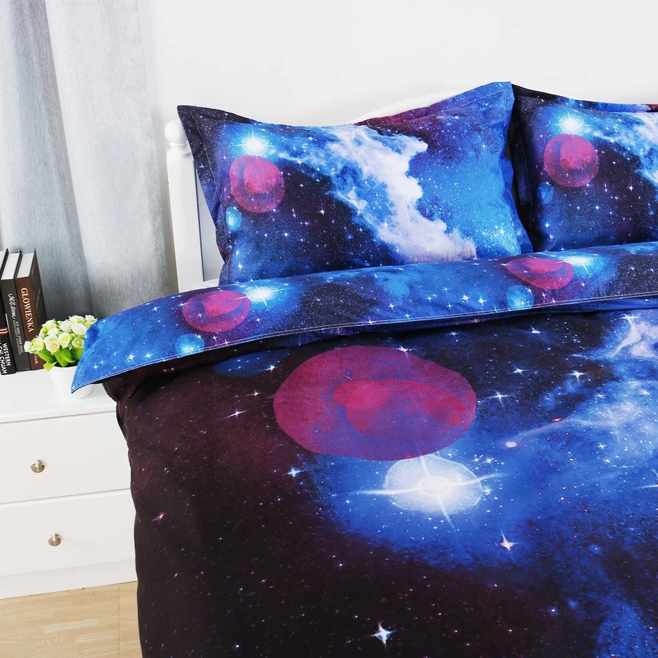 Funda nórdica Star Blue Sky Moon Night púrpura patrón estrellado 4 un. Foto 4 de 4