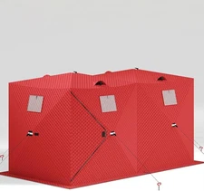 Insulated Pop-Up Ice Fishing Tent,for Winter Ice Fishing,with Carrying Bag,Red