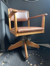 Beautiful Real Leather Vintage Office Chair / Hillcrest Mechanism / Castors
