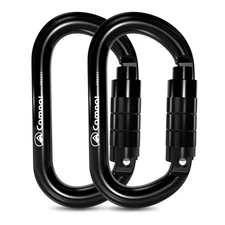 Auto Locking Climbing Carabiner Clips, Heavy Duty Carabiners UIAA Certified 2...