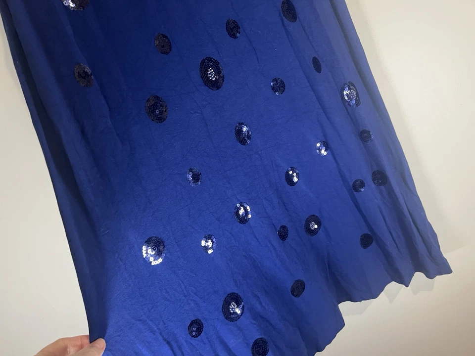 Virtuelle Taking Shape Sz M Royal Blue Viscose Sequinned Sh Sl Midi Dress - image 4 of 4