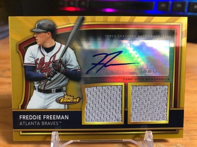 2011 Topps Finest Freddie Freeman Rookie Card Gold Dual Patch Auto /69 #72 MINT