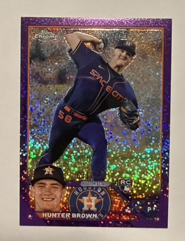 2023 Topps Chrome Purple Speckle Refractor 31/299 Hunter Brown #197 Rookie RC